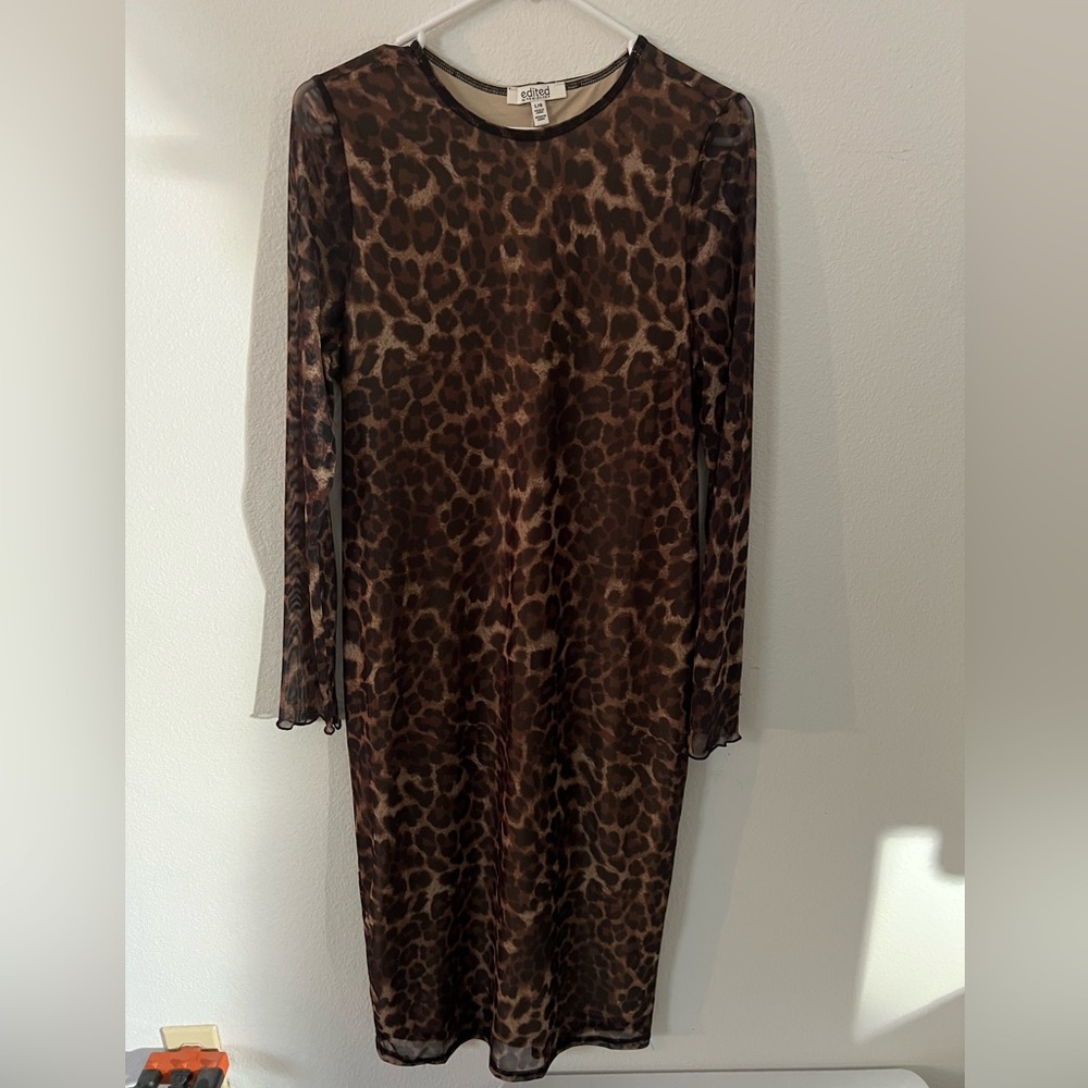 Leopard Print Long Sleeve Dress